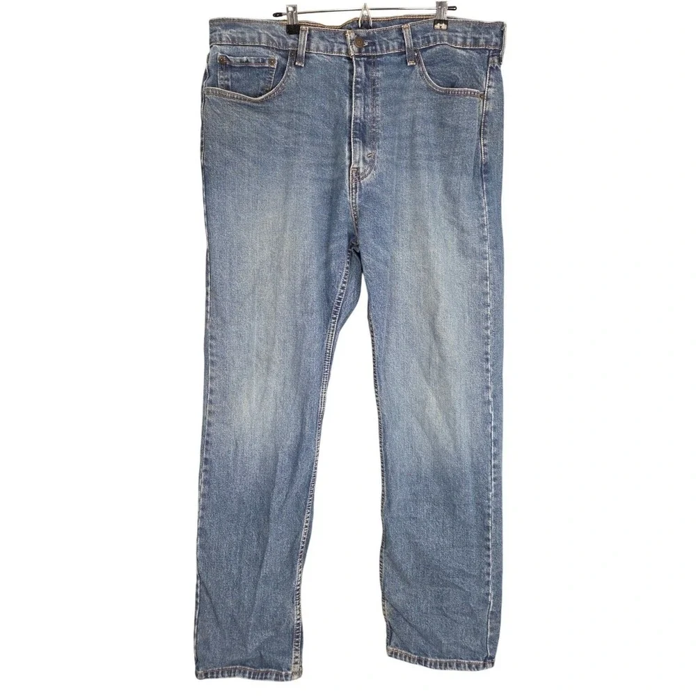 Levis 505 Jeans‎ Mens 38x32 Regular Fit Straight Leg Medium Wash Blue Denim Zip